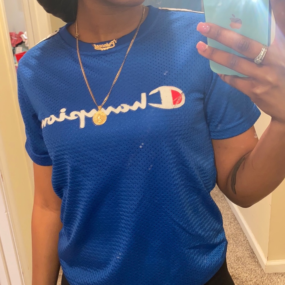 royal blue champion jersey shirt